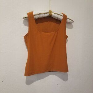 Terra Nostra Womens Scoop Neck Sleeveless Casual Tank Top Mustard Stretch